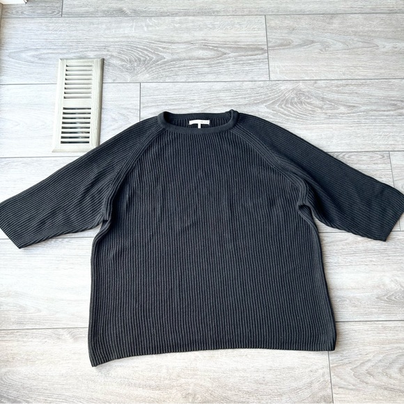 Oak+Fort Black Rib Knit Draped Sweater - Picture 4 of 12